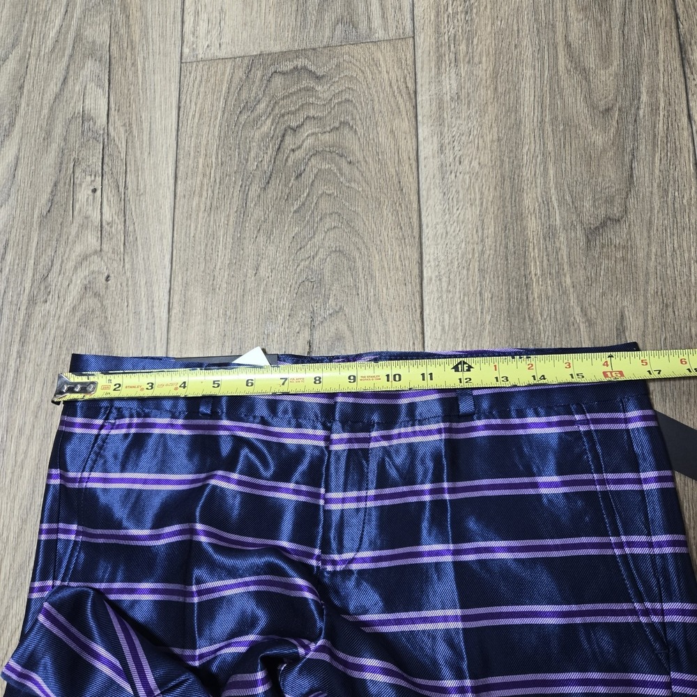 NWT Banana Republic Ryan Navy Blue Purple Striped Satin Trouser Pants Size 6S - Picture 5 of 8